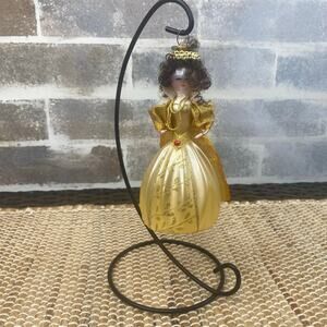 Vtg De Carlini Soffieria Italian hand blown glass Christmas Ornament Brunette 6"